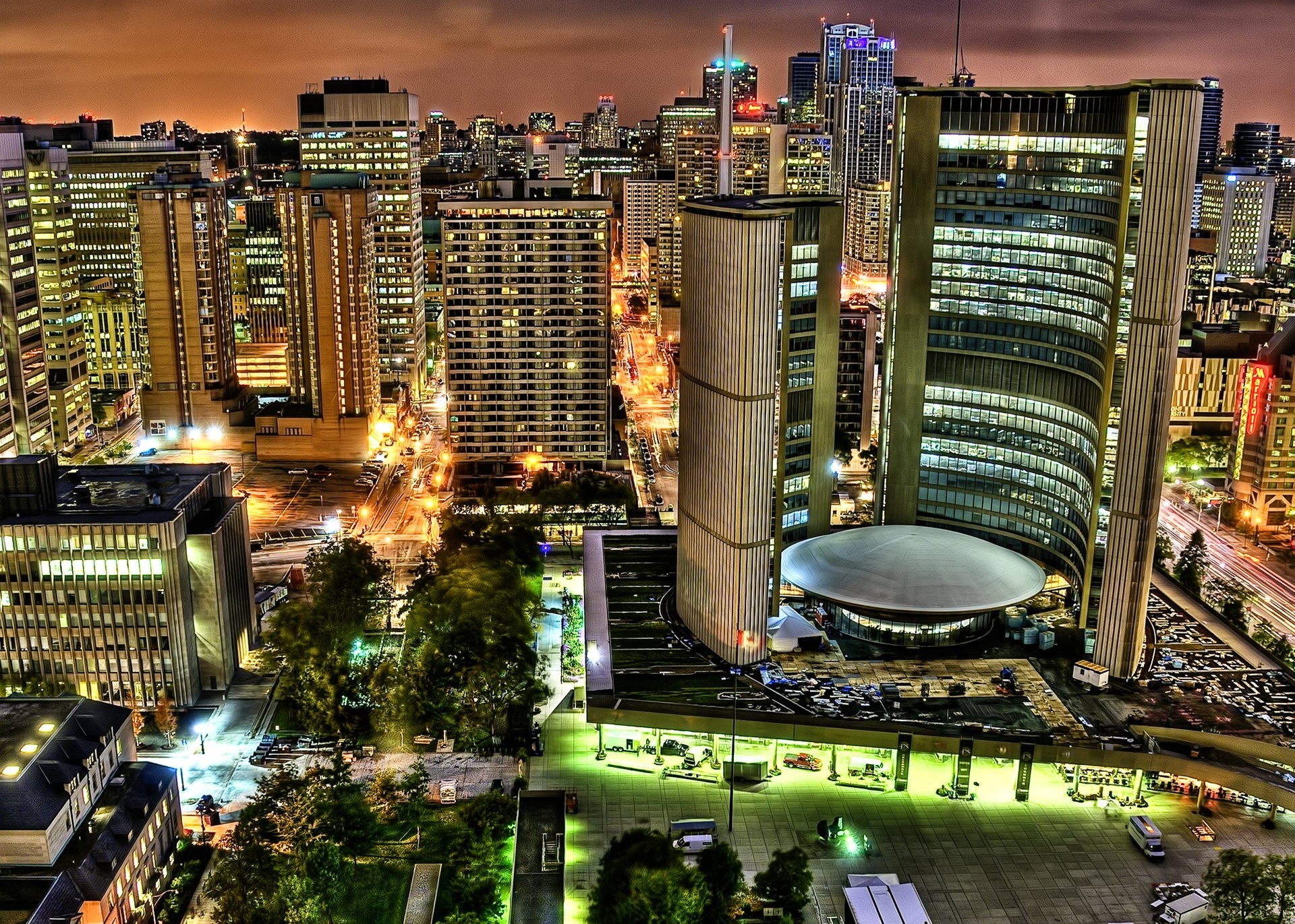 lumières nuit ville canada