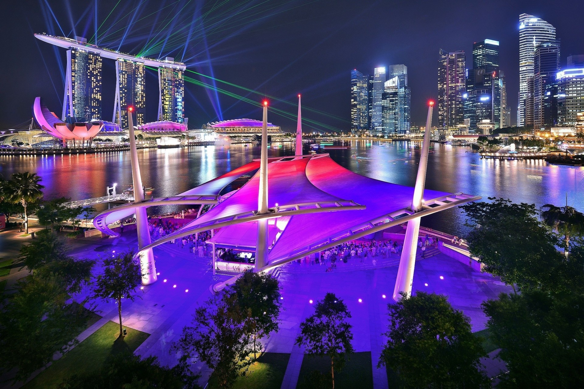 marina bay sands singapore notte città