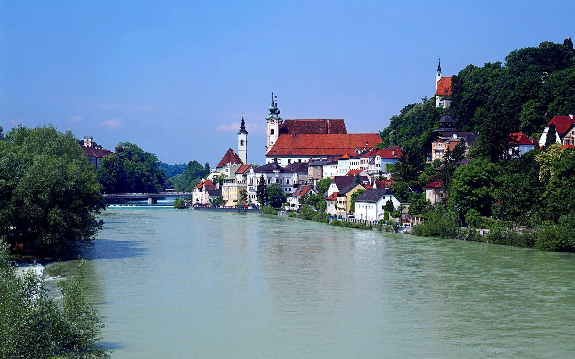 rivière ciel hallstatt ville eau