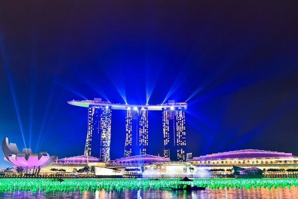 Nachtbeleuchtung in Singapur