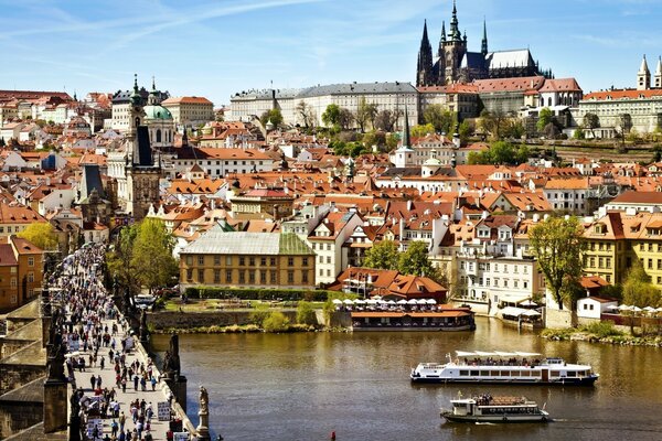 Charles Bridge over the river