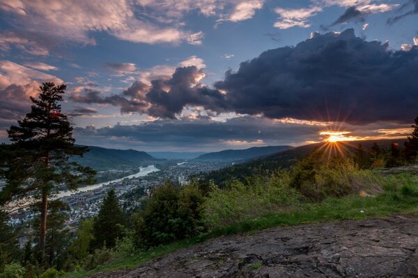 Sunset in Norway. Mountains