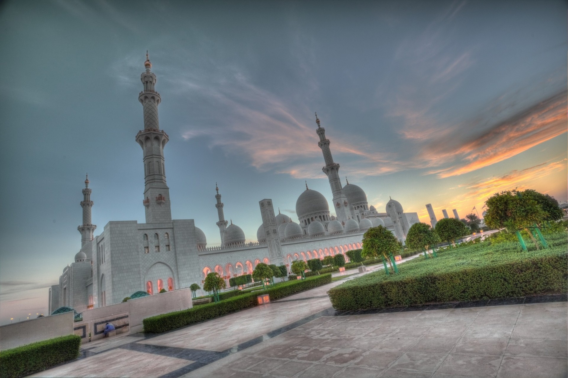 tramonto emirati arabi uniti abu dhabi moschea di sheikh zayed