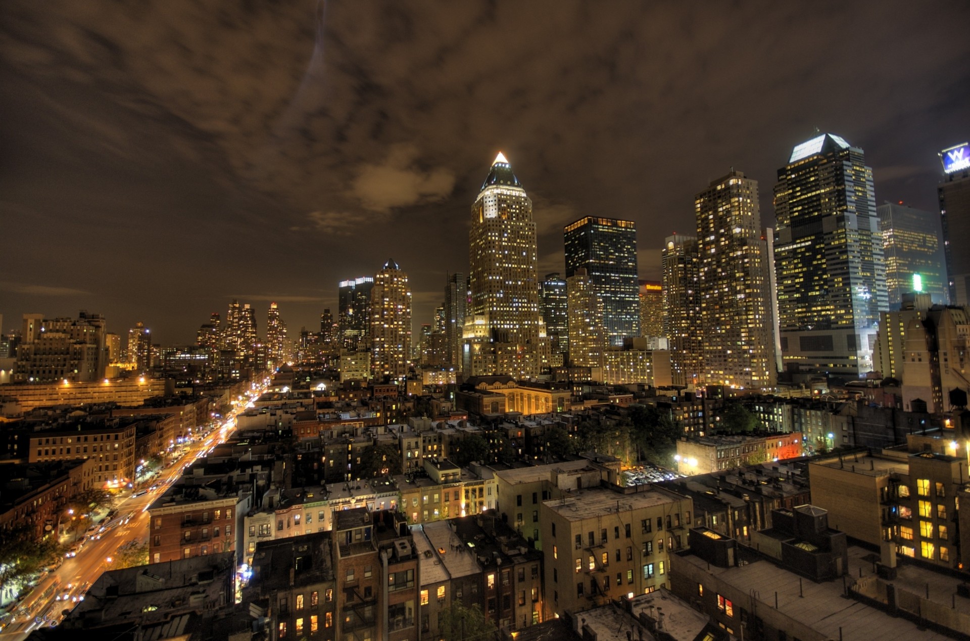 night new york light building