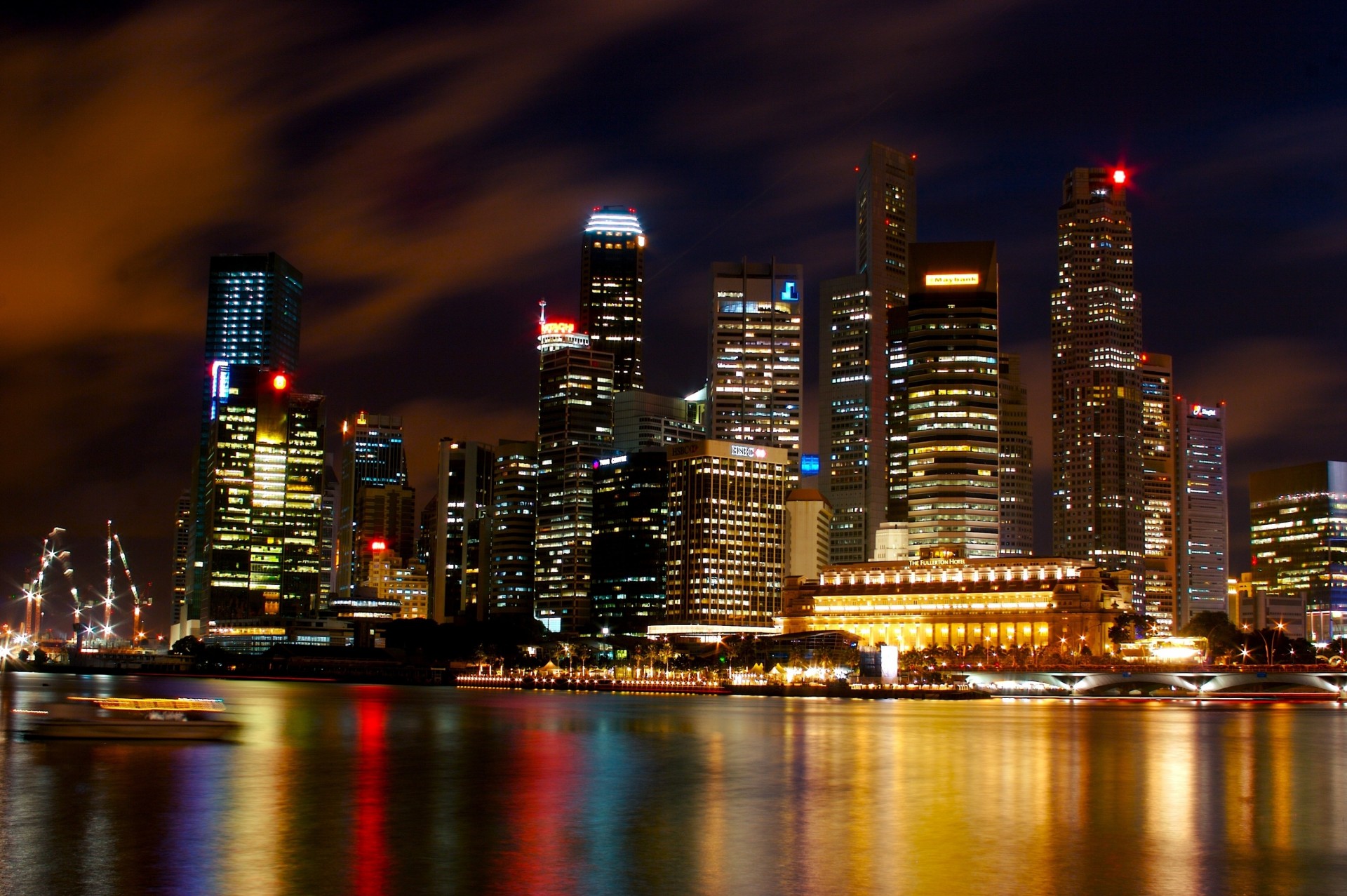 nacht bäume singapur stadt häuser