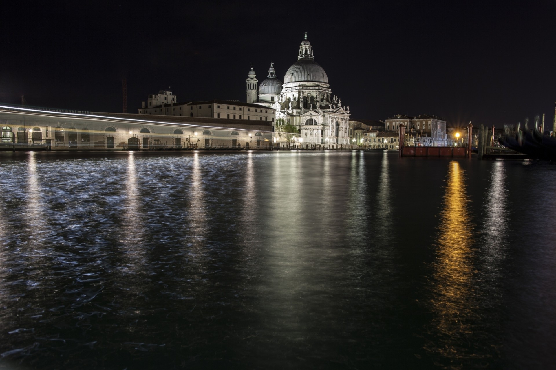 italie nuit réflexion lumière mer ville eau venise gondoles canal