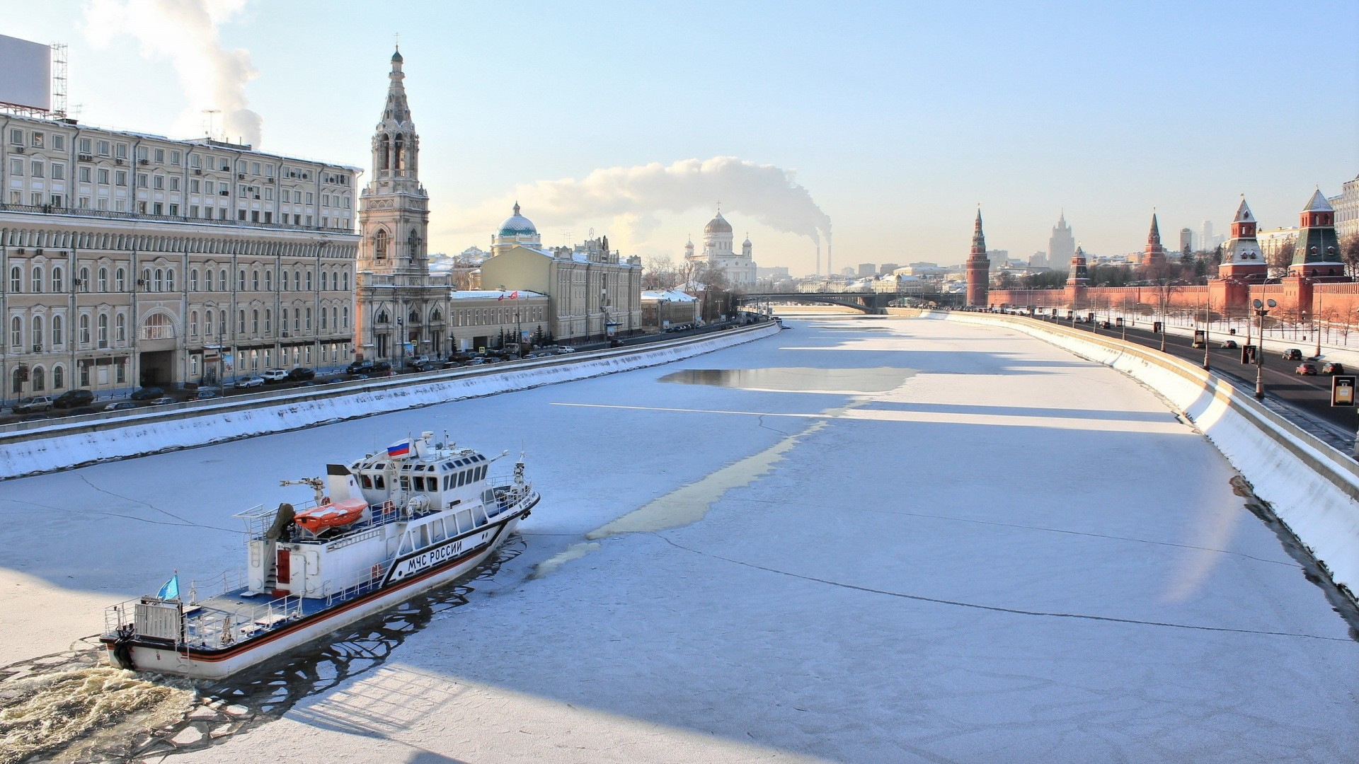 moscú río ciudad invierno