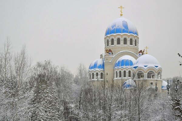 Las cúpulas de la iglesia Ortodoxa en invierno