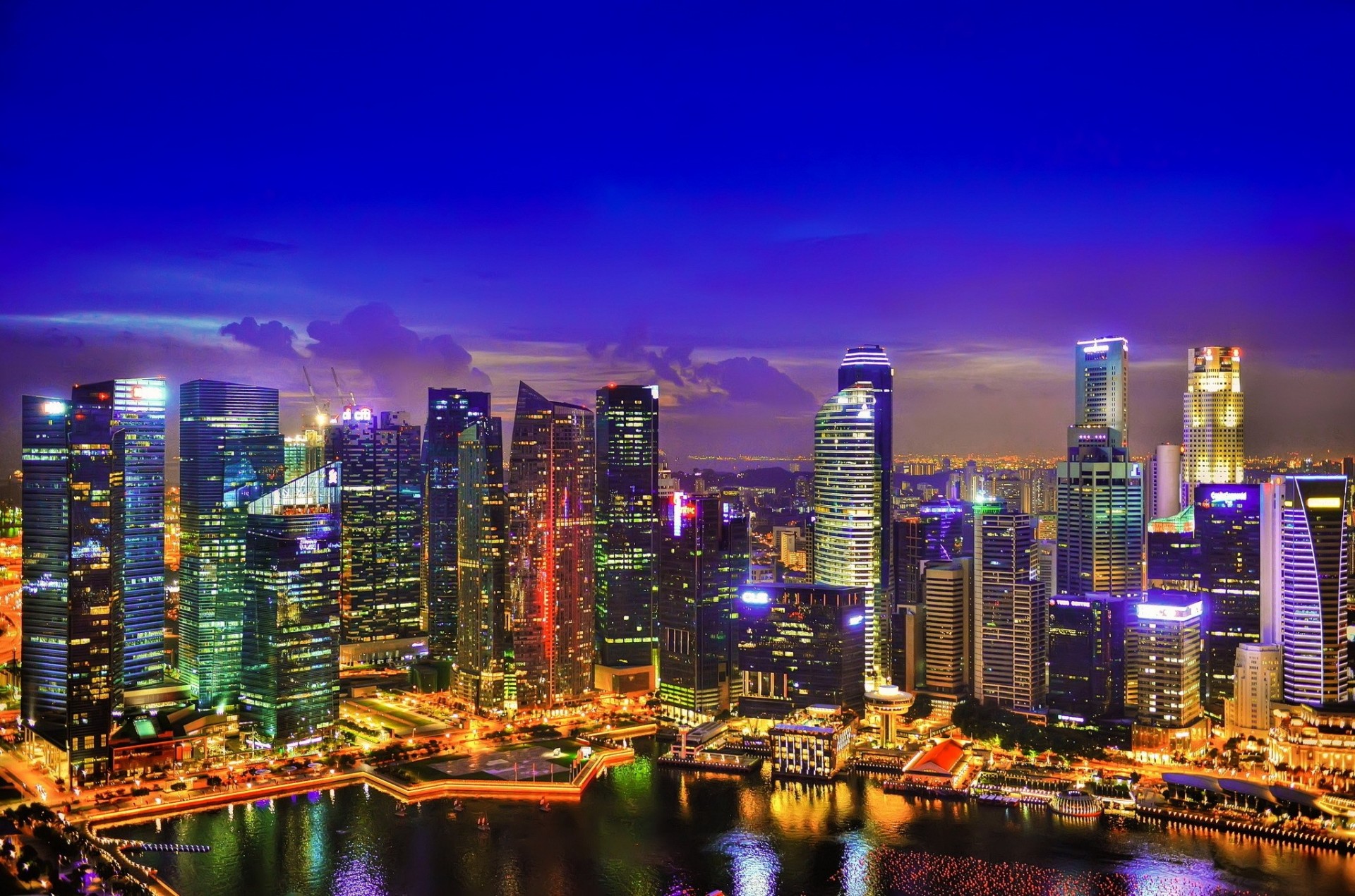 lumières gratte-ciel nuit singapour