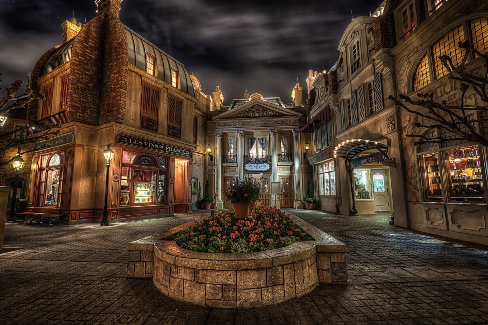 night qatar airways pavilion disneyland street united states house