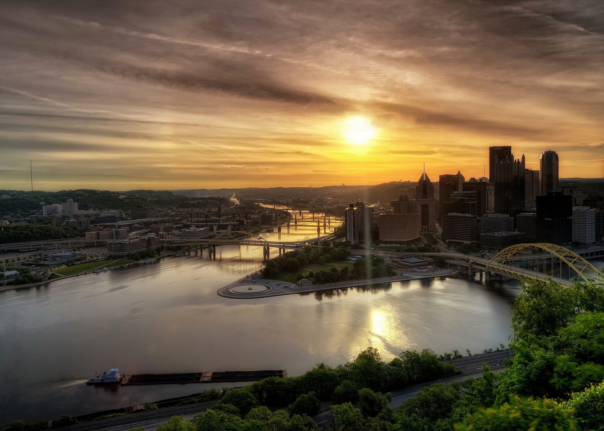 landschaft fluss pittsburgh pennsylvania usa central park