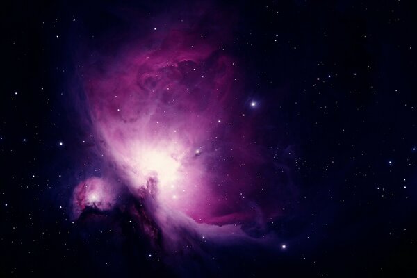 Pink-purple luminous cluster in the atmosphere