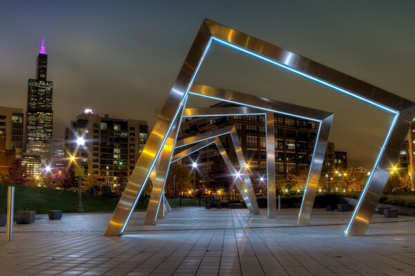 Vue nocturne du parc à Chicago