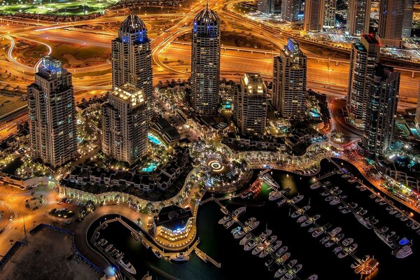 Night Dubai, top view