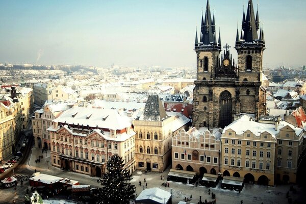 Praga De Invierno. Plaza de la ciudad vieja