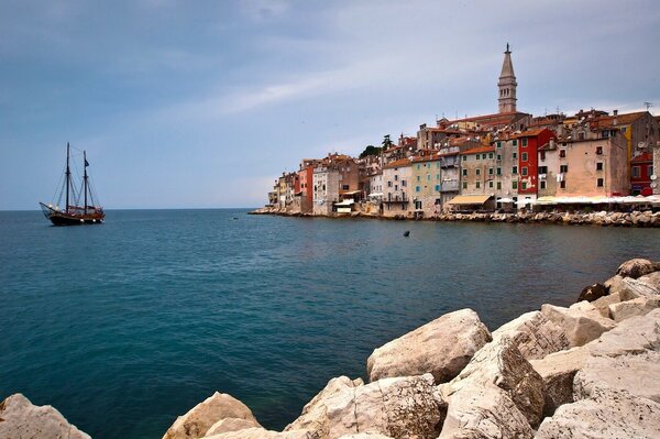 Adriatic Sea in Croatia in the promenade with yachts