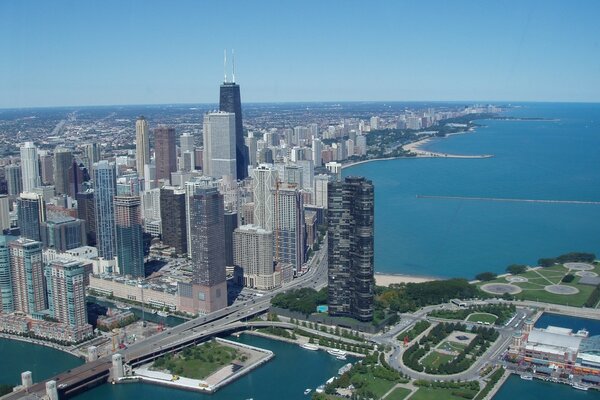 Gratte-ciel Chicago, côte, été