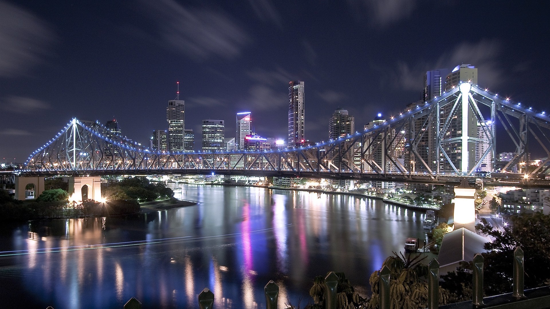 lichter brücke nacht fluss zuhause