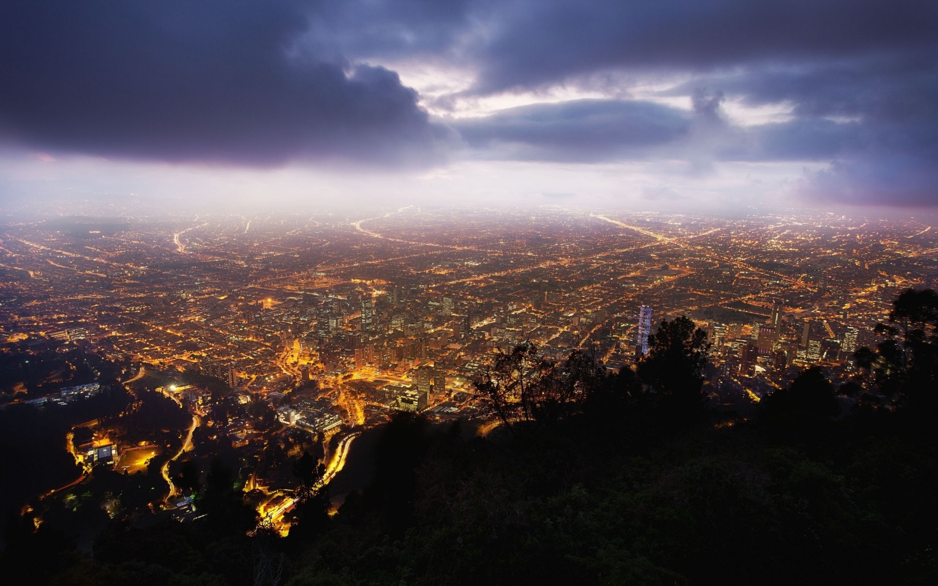 bogotá colombia noche vista superior