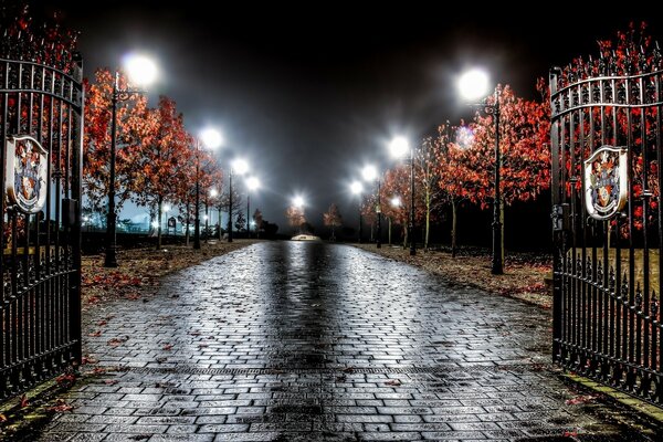 Regnerische Herbstnacht in England