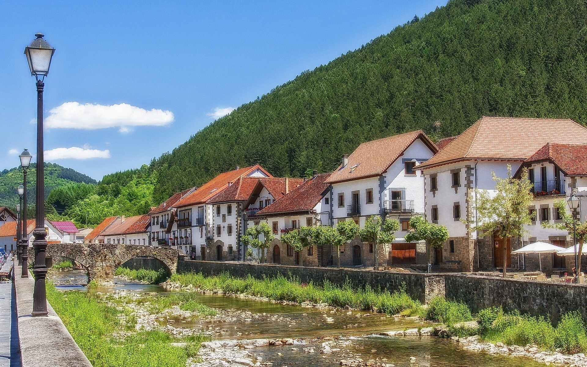 navarra fiume ponte foresta fari costruzione spagna montagne lungomare