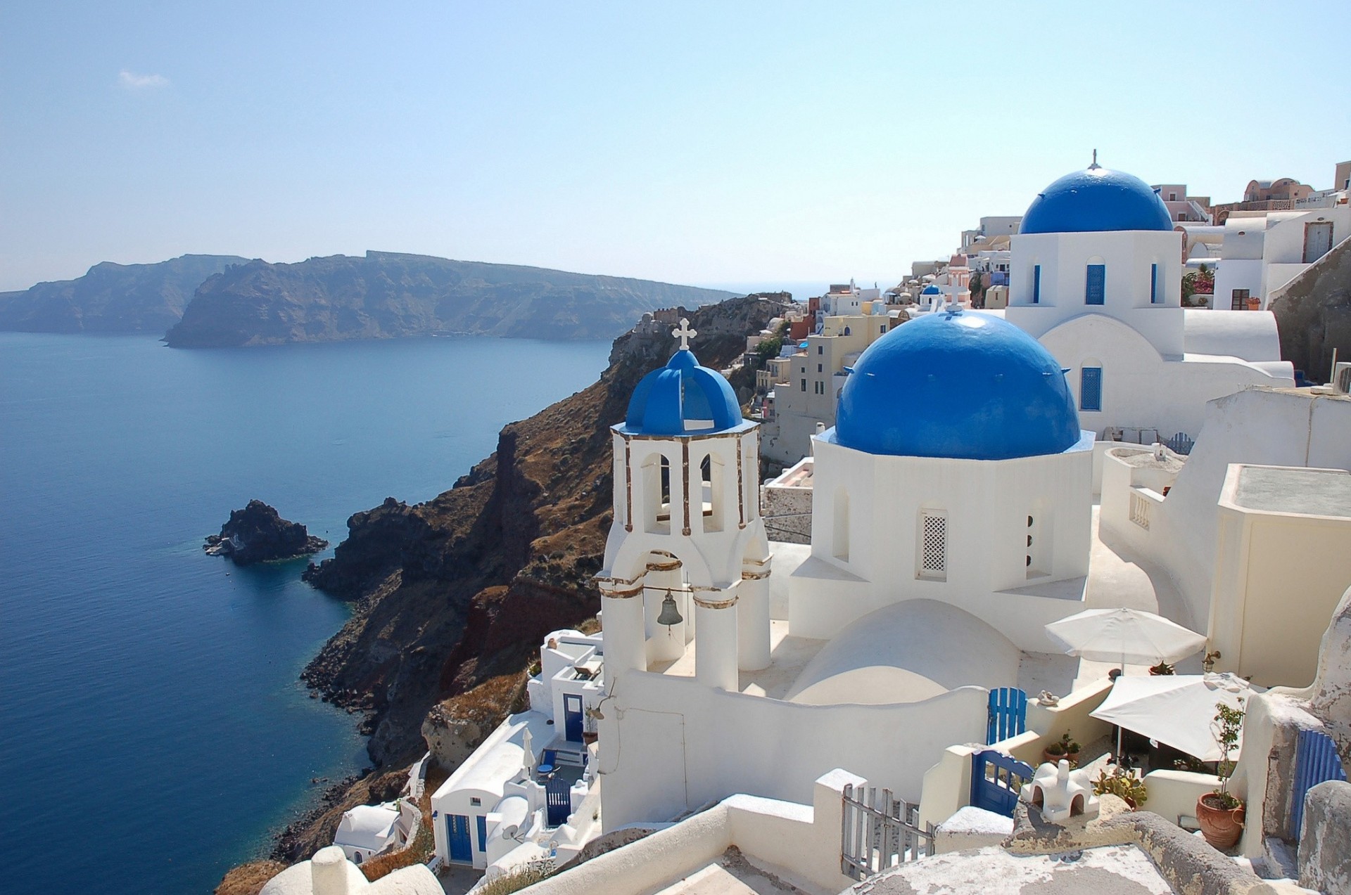 church coast sea greece santorini oia aegean sea rock