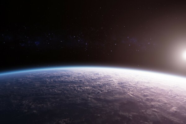 Superficie de la tierra con nubes vista desde el espacio