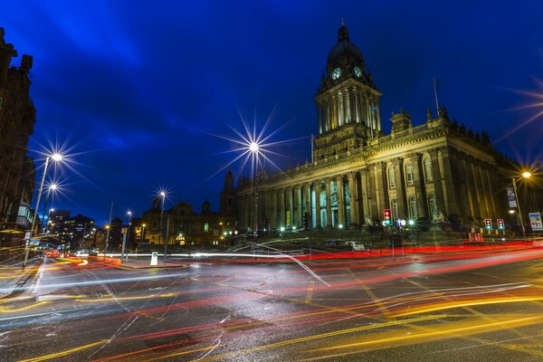 Stadt Leeds in der Nacht