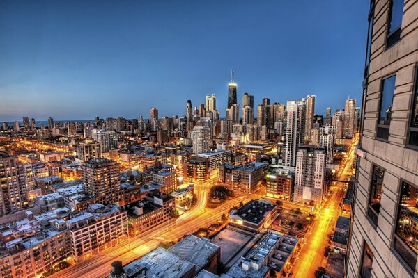 Foto della città di Chicago notte a casa