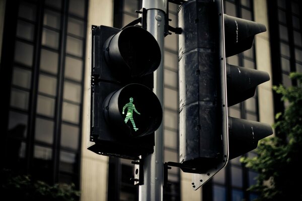 Makrofoto der Ampel in der Stadt