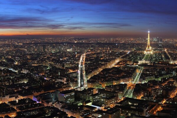 Panorama of the city of Paris from above