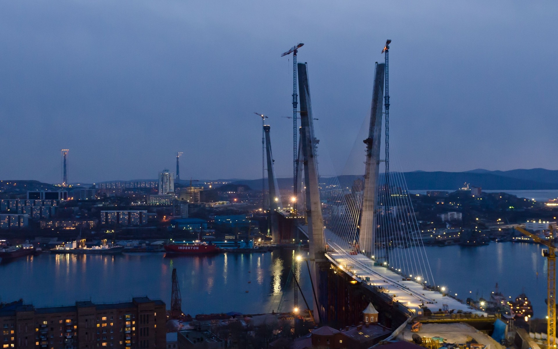 licht fluss nacht brücke blau wasser stadt