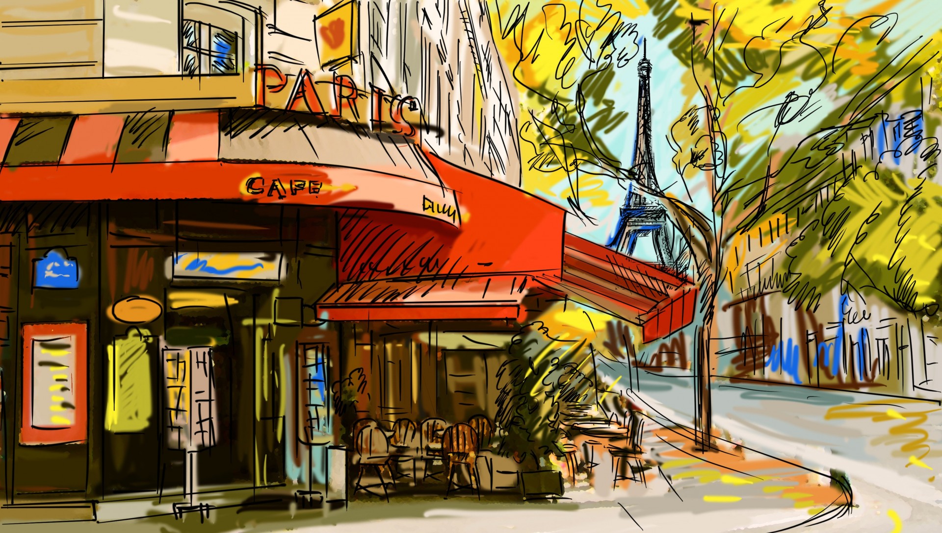 francia parís café dibujo