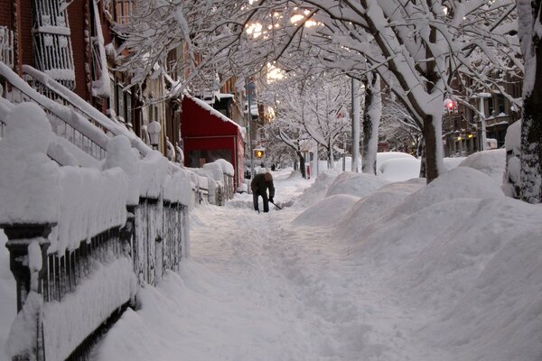 Schneeweißer Winter in New York City