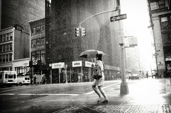 Rainy weather in black and white