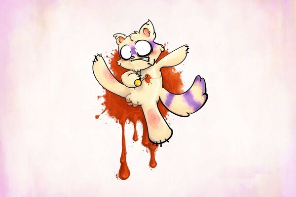 Art of a cat with blood is funny