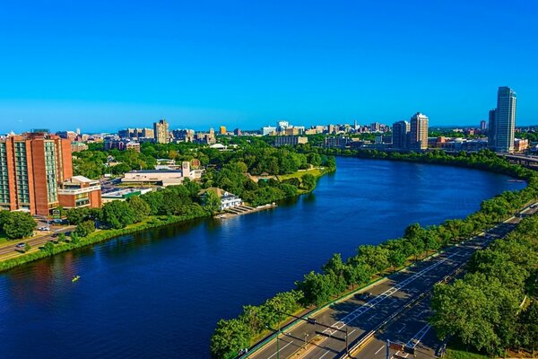 Beautiful summer city on the river