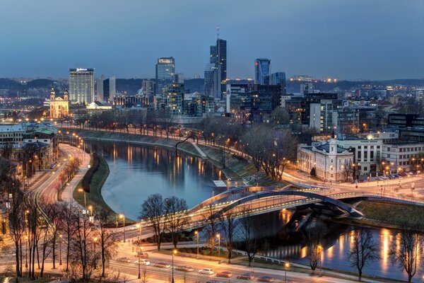 Evening promenade of the city of Vilnius