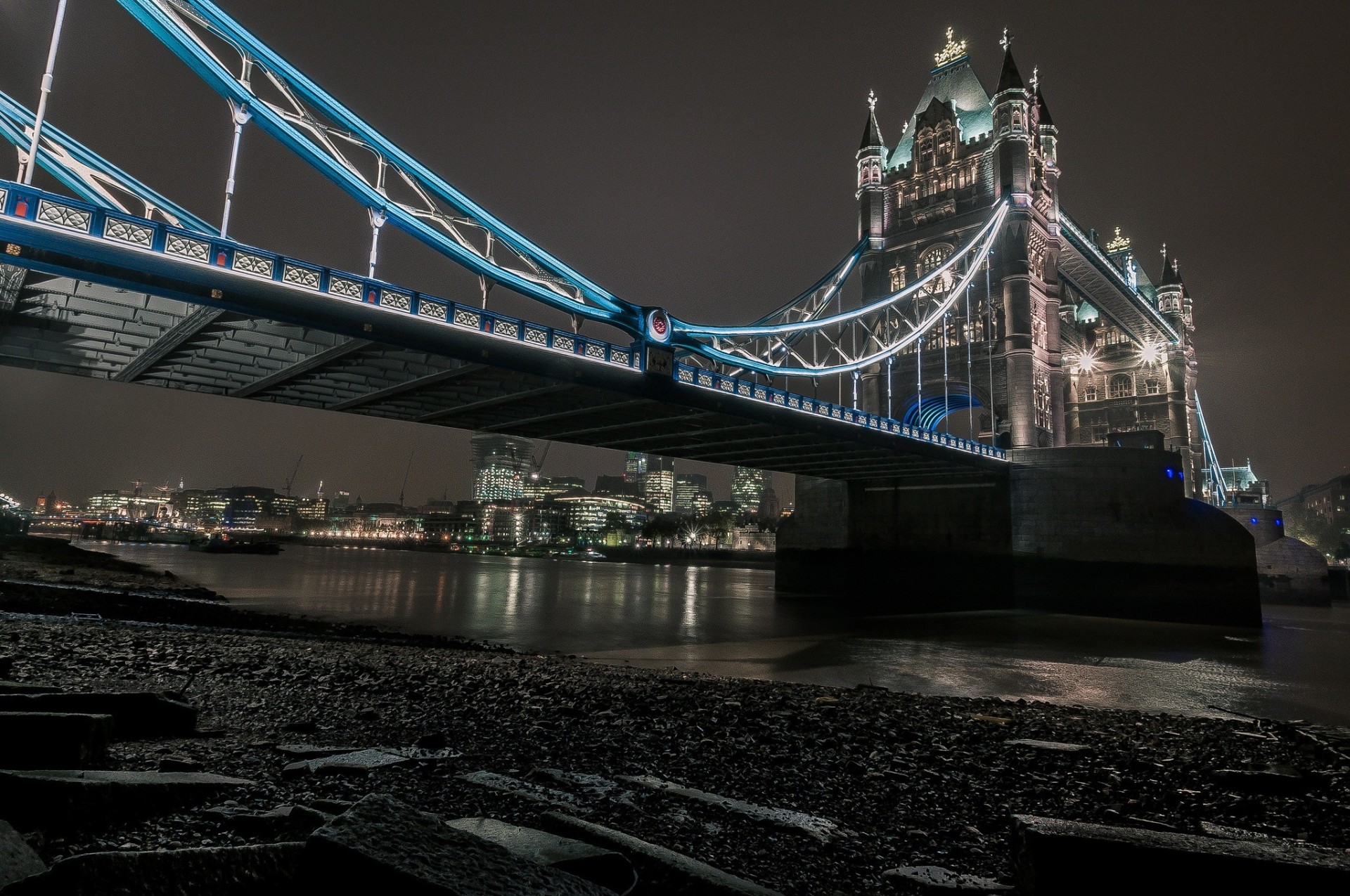 lights night bridge london river