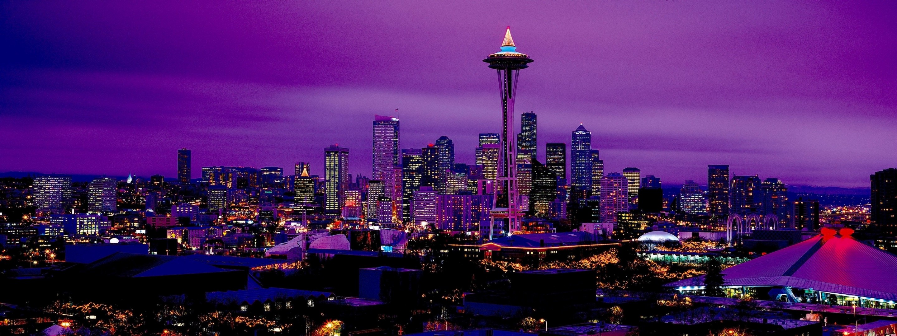 lumière seattle nuit ville violet