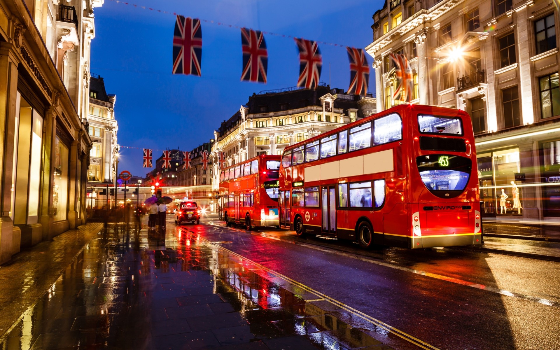 straße england bus nacht gebäude london lichter