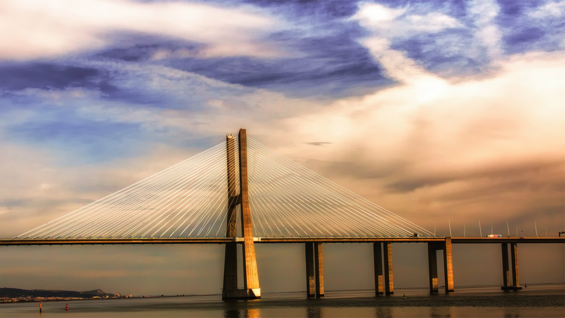 lisbon river bridge blue tejo portugal