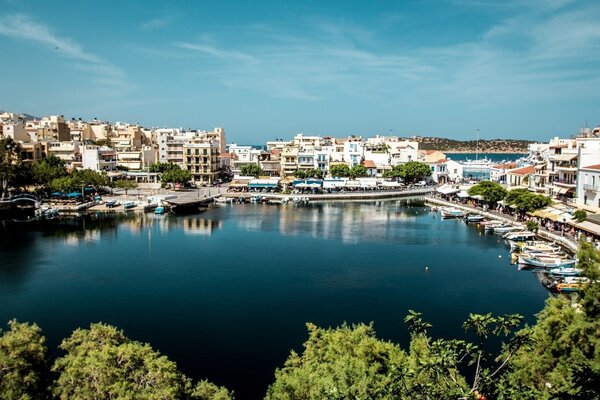 Beautiful harbor with boats in Greece