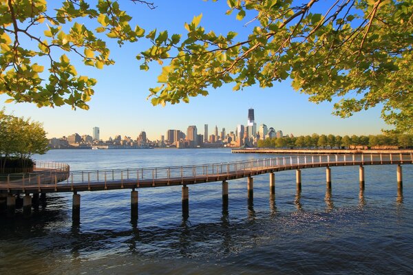 natur ozean jachthafen stadt wasser new york hudson river tag manhattan zweige brücke new jersey bäume