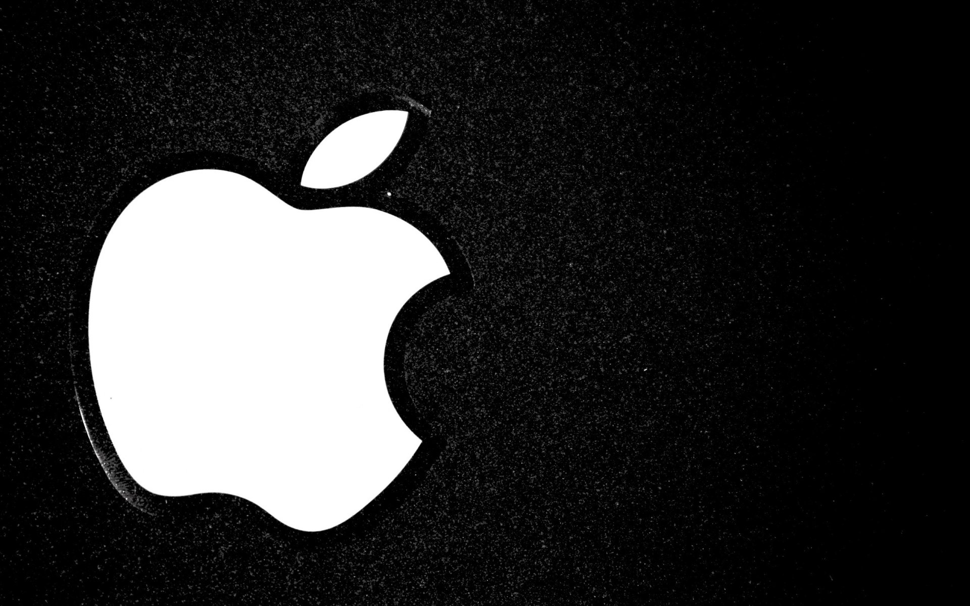 białe jabłko logo szare tło apple emblematy loga czarno-białe