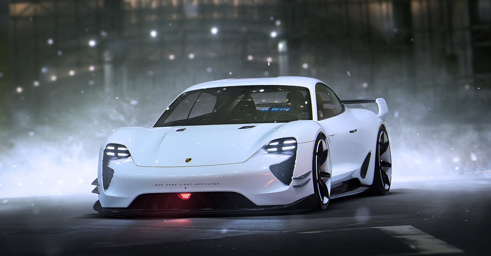 porsche mission e concept car future white art by khyzyl saleem