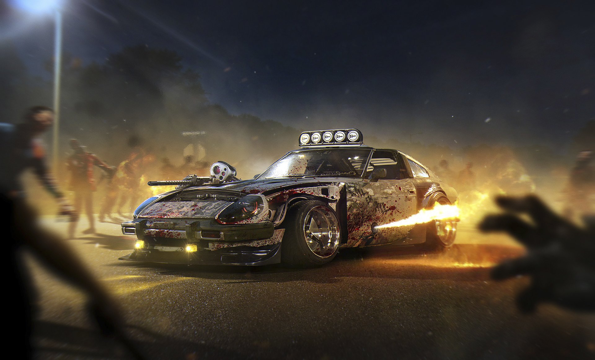 datsun 240z zombie feuer halloween zukunft tuning von khyzyl salem