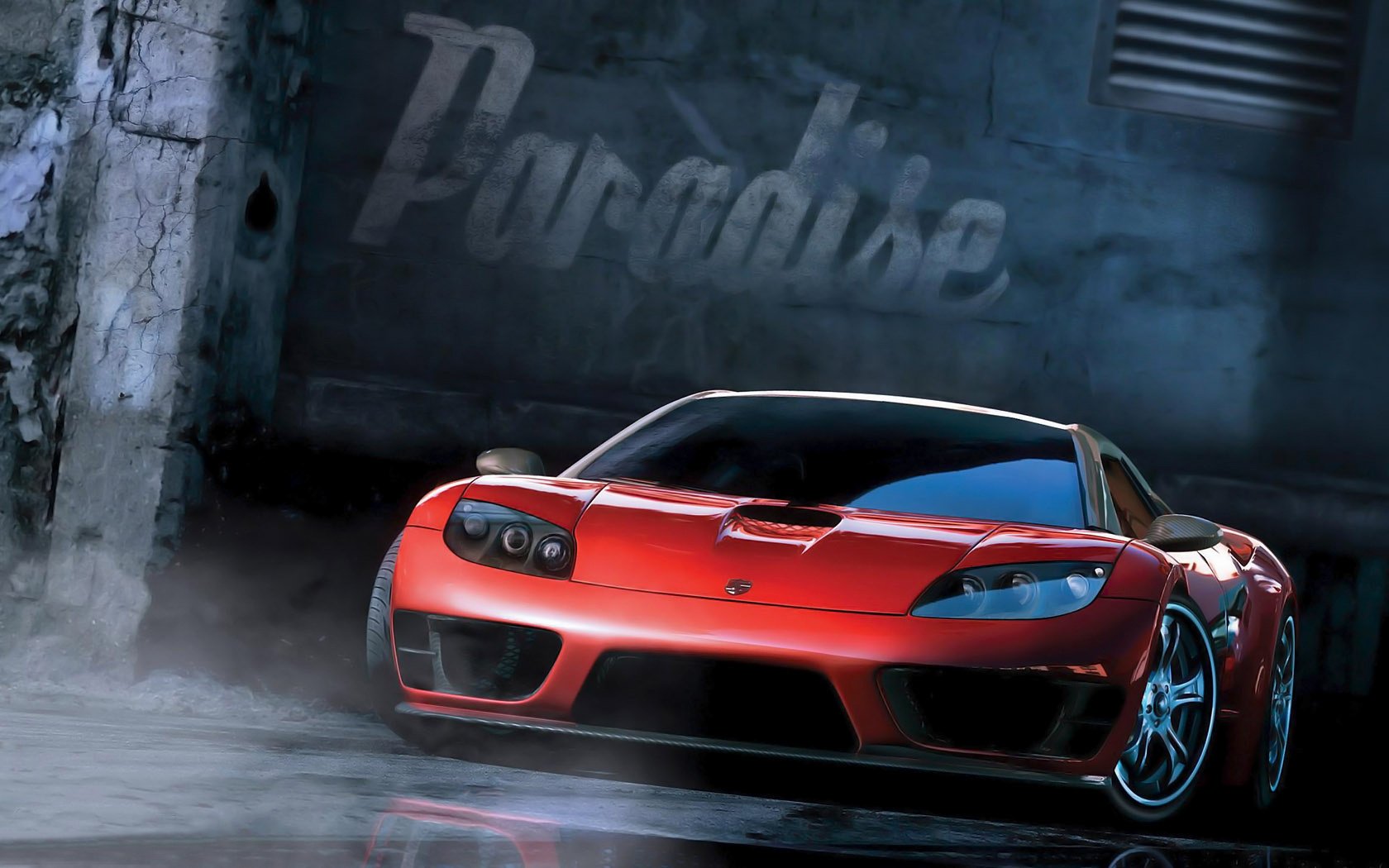 burnout paradise мокрый асфальт дым автомобиль