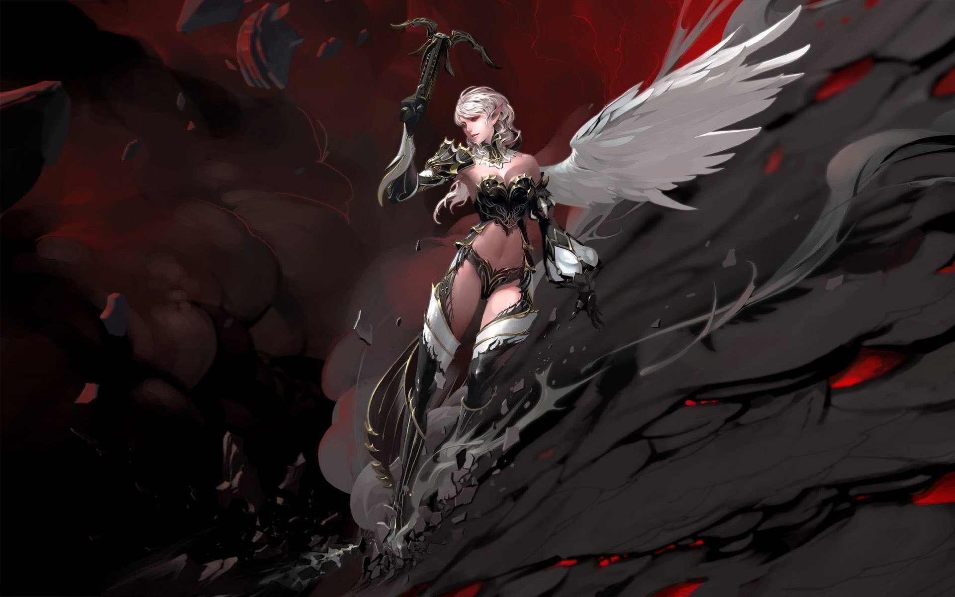 ragazza ali bianche roccia lineage 2