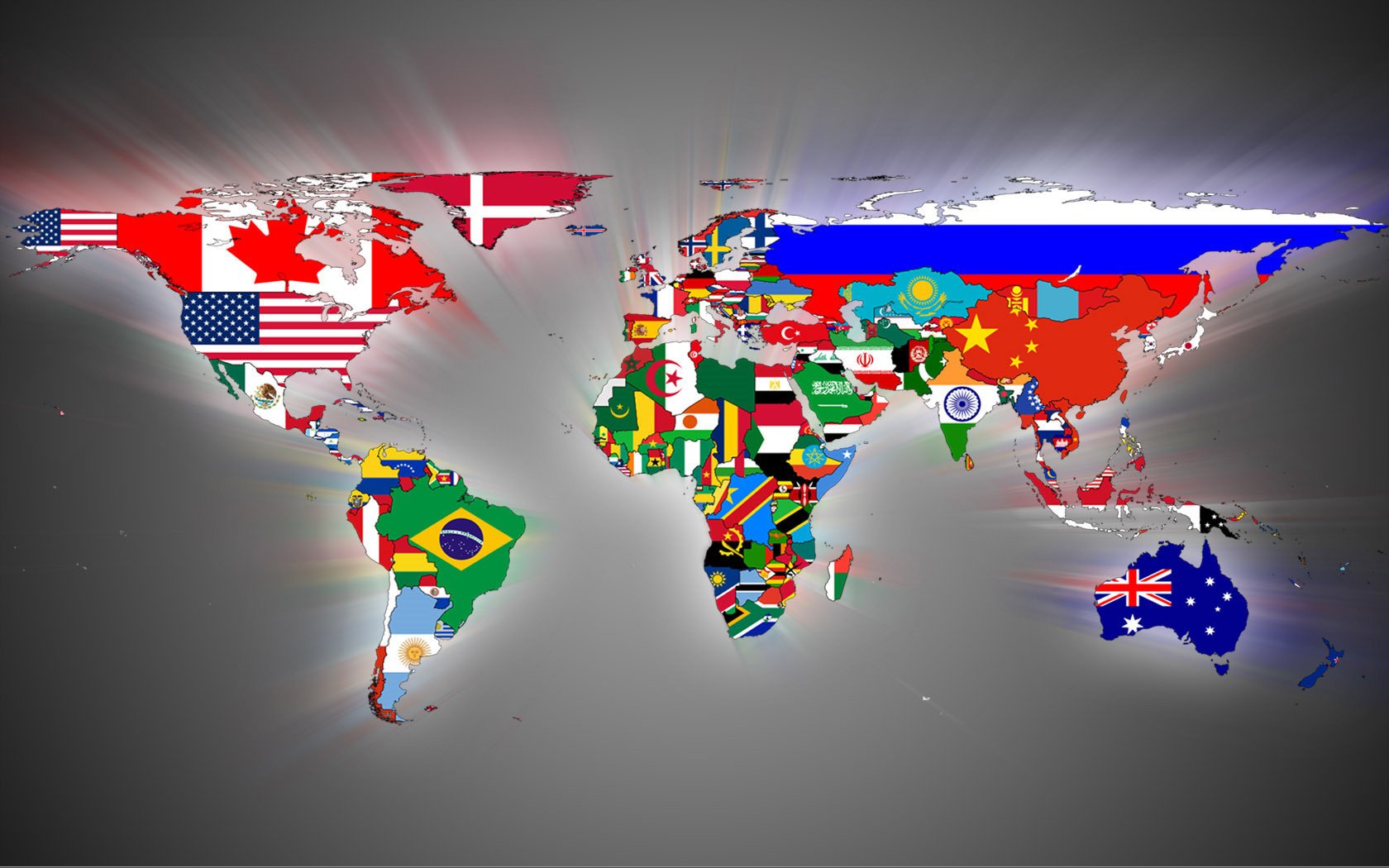 the continents in the form of flags country world map 3d